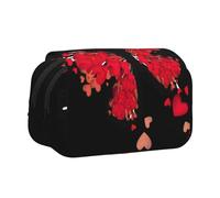 UVBDF Trousse à crayons double couche avec motif cœur et papillon rouge pour la Saint-Valentin, Noir , Taille unique, Organiseur de sac