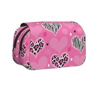 UVBDF Trousse à crayons double couche avec motif cœur rose pour enfants, Noir , Taille unique, Organiseur de sac
