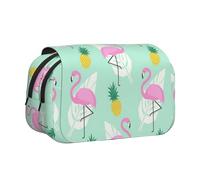 UVBDF Trousse à crayons double couche avec motif flamant rose et ananas, Noir , Taille unique, Organiseur de sac