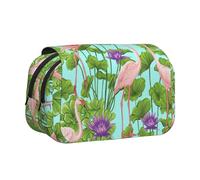 UVBDF Trousse à crayons double couche avec motif flamant rose et fleurs d'amour pour l'école, Noir , Taille unique, Organiseur de sac