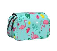 UVBDF Trousse à crayons double couche avec motif flamant rose glacé et fruits, Noir , Taille unique, Organiseur de sac
