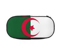 UVBDF Trousse à crayons motif drapeau de l'Algérie pour homme et femme, trousse à crayons portable, esthétique, fermeture éclair pour organisateur de bureau, Noir , Taille unique, Organiseur de sac
