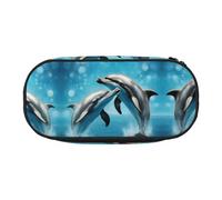 UVBDF Trousse à crayons pour homme et femme, motif dauphins amoureux, esthétique, fermeture éclair pour organiseur de bureau, Noir , Taille unique, Organiseur de sac