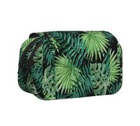 UVBDF Trousse à crayons transparente à double couche avec motif feuille de palmier pour l'école, Noir , Taille unique, Organiseur de sac