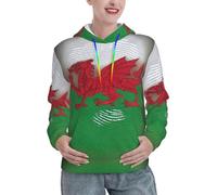 UVBDF Welsh Dragon Sweat à capuche d'hiver doublé avec poche, manches longues avec poche pour femme, Noir , XL