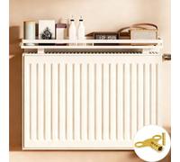 UVCMDUI Blanc Tablette Radiateur, Etagere Radiateur à Poser sans Percer, Alliage d'Aluminium Cache Radiateur, Anti-Fumé et Anti PoussièRe pour Rangement et La Décoration,140cm/55.12in