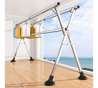 UVCMDUI Etendage Linge Interieur Exterieur, Poteaux à Linge Extérieur Extensible, Etendoir Drap Pliable en Acier Inoxydable Con Pieds Antidérapants, économiser de l'espace, Gratuit Installé,2m