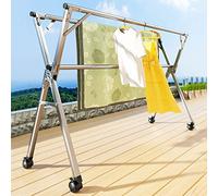 UVCMDUI Étendoir à Linge Pliable, Séchoir à Linge Extensible en Acier Inoxydable, 1.6M 2M 2.4M Grande Capacité Etendage Linge, Seche Linge Etendoir pour Intérieur et Extérieur,150cm~240cm