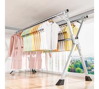 UVCMDUI Ettendoire À Linge Interieur Retractable, Poteau Etendoir Linge Pliable, Poteaux à Linge ExtéRieur en Acier Inoxydable avec Fond Antidérapant épaissi pour Chaussettes Draps,2.4m