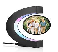 UVEHAS Cadre photo à lévitation avec lumières colorées LED Levitation magnétique Cadre photo rotatif flottant Support d'affichage Veilleuse pour la maison Bureau Décoration Cadeau de mariage, forme C
