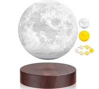 UVEHAS Lampe de lune flottante à lévitation magnétique - Lampe de lune 3D LED rotative à 3 couleurs avec contrôle tactile, veilleuse de bureau, décoration de bureau, gadget, cadeau d'anniversaire