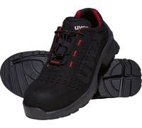 Uvex 1 Duo Low Shoe S1 Chaussure de sécurité pour zones claires, sportive, légère et flexible, noir, rouge, noir/rouge, 10.5 UK