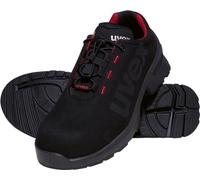 Uvex 1 Duo Low Shoe S2 Chaussure de sécurité pour zones claires, sportive, légère et flexible, noir, rouge, noir/rouge, 10 UK