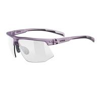 Uvex aerios S V - lunettes de sport étroites et ultralégères à teinte automatique pour adultes avec traitement anti-buée et branches soft - violet mat/fumé - taille unique