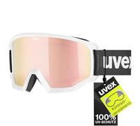 uvex Athletic Cv - Masque de Ski pour Hommes et Femmes - à Contraste Élevé - Champ de Vision Élargi et Anti-Buée - White Matt/Rose-Orange - One Size