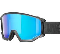 uvex Athletic Cv - Masque de Ski pour Hommes et Femmes - à Contraste Élevé - Champ de Vision Élargi et Anti-Buée - Black Matt/Blue-Green - One Size
