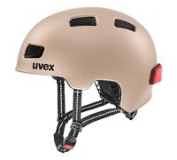 uvex City 4 - Lightweight City Helmet for Women and Men - Ajustement Individuel - inclut Un éclairage LED - Soft Gold Matt - 55-58 cm