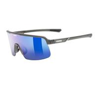 uvex dyrt - lunettes de sport pour adults - forte protection contre les UV - protection à 100% contre les UVA, UVB et UVC - smoke gray matt/blue mirror - one size
