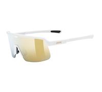 Uvex dyrt - lunettes de sport pour adults - forte protection contre les UV - protection à 100% contre les UVA, UVB et UVC - white matt/gold mirror - one size