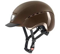 uvex Elexxion Pro - Casque d’équitation Solide pour Hommes et Femmes - Réglage de la Taille Individuel - Ventilation Optimale - Brown Matt-Brown Shiny - 59 cm