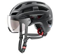 uvex Finale Visor - Casque Urbain sûr pour Femmes et Hommes - catégorie de Filtre 1 - inclut Un éclairage LED - Black Matt - 52-57 cm