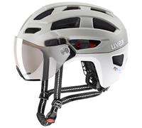 uvex Finale Visor - Casque Urbain sûr pour Femmes et Hommes - catégorie de Filtre 1 - inclut Un éclairage LED - Sand-White Matt - 52-57 cm