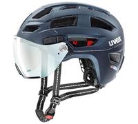 uvex Finale Visor v - Casque Urbain sûr pour Femmes et Hommes - avec visière photochromique - inclut Un éclairage LED - Deep Space Matt - 52-57 cm