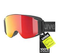 uvex G,Gl 3000 Top - Masque de Ski pour Hommes et Femmes - Polarisées - avec Verre Interchangeable - Black Matt/Red-Clear - One Size