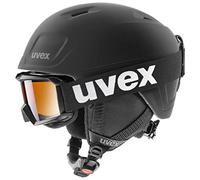uvex Heyya Pro Set - Casque de Ski avec Lunettes Comprises pour Enfants - Réglage de la Taille Individuel - à Contraste Accentué - Black - 51-55 cm