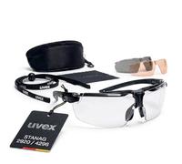 Uvex i-3 tactical Set - Lunettes de protection de chasse - Résistantes aux chocs et tactiques - Lunettes à armatures avec 2 verres interchangeables, teintées et transparentes - Anti-buée, anti-rayures