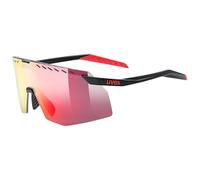 uvex pace stage - lunettes de sport pour adults - protection à 100% contre les UVA, UVB et UVC - anti-buée - black matt/mir.red - one size