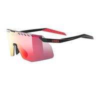 uvex pace stage s - lunettes de sport pour adults - protection à 100% contre les UVA, UVB et UVC - anti-buée - black matt/mir.red - one size