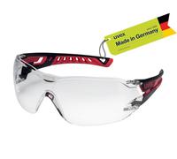 Uvex pheos nxt Lunettes de protection de qualité supérieure - Intérieur anti-buée - Extérieur extrêmement résistant aux rayures et aux produits chimiques - Noir/rouge, transparent - Taille unique