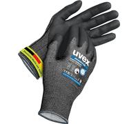 Uvex Phynomic F XG, 1 paire de gants de protection contre les coupures et d'adhérence pour les zones humides et huileuses, sensibles et résistants à l'abrasion, noirs, taille 10/XL