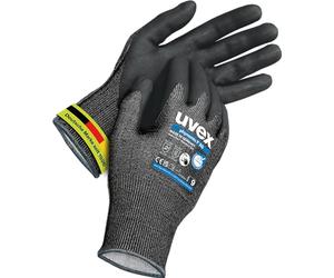Uvex Phynomic F XG, 1 paire de gants de protection contre les coupures et d'adhérence pour les zones humides et huileuses, délicats et résistants à l'abrasion, noirs
