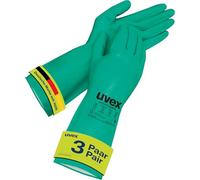 Uvex profastrong NF34 Lot de 3 paires de gants de protection chimique contre les huiles, les graisses, les acides et les solvants - Résistants à l'abrasion, résistants et sensibles - Vert - Taille 07