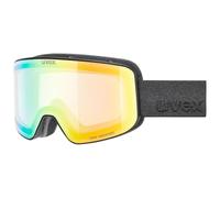 Uvex pyrit V - lunettes de ski pour adults - auto-teinté - champ de vision élargi et anti-buée - black matt dl/green-clear - one size