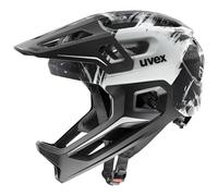 uvex React jr. fullface - Casque de Bicyclette léger pour Enfants - réglage de la Taille Individuel - Doublure Lavable - Black-White Matt - 52-56 cm