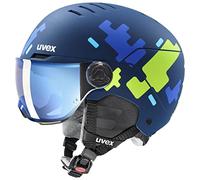 uvex Rocket jr Visor Casque de Ski Enfant Unisexe, Blue Puzzle Matt, 54-58 cm