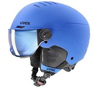 uvex Rocket Jr Visor - Casque de Ski pour Enfants - avec Visière - Réglage de la Taille Individuel - Blue Matt - 51-55 cm