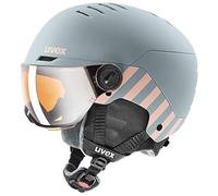 uvex Rocket Jr Visor - Casque de Ski pour Enfants - avec Visière - Réglage de la Taille Individuel - Rhino - Blush Matt - 51-55 cm