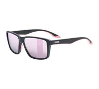 Uvex Solus Lunettes de sport pour homme et femme - 100% protection UVA, B, C - Miroir - Noir mat/rose - Taille unique