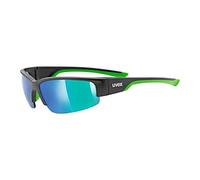 uvex Sportstyle 215 - Lunettes de Sport pour Hommes et Femmes - Effet Miroir - Confort et Maintien Parfait Sans Points de Pression - Black Matt Green/Green - One Size