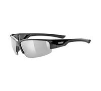 uvex Sportstyle 215 - Lunettes de Sport pour Hommes et Femmes - Effet Miroir - Confort et Maintien Parfait Sans Points de Pression - Black/Silver - One Size