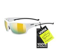uvex Sportstyle 222 Pola - Lunettes de Sport pour Hommes et Femmes - Polarisées - Confort et Maintien Parfait Sans Points de Pression - White/Yellow - One Size