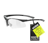 Uvex Sportstyle 223 - Lunettes de Sport pour Hommes et Femmes - Effet Miroir - Confort et Maintien Parfait Sans Points de Pression - Black Grey/Clear - One Size