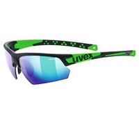 uvex Sportstyle 224 - Lunettes de Sport pour Hommes et Femmes - Effet Miroir - Confort et Maintien Parfait Sans Points de Pression - Black Matt Green/Green - One Size