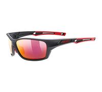 uvex Sportstyle 232 P - Lunettes de Sport pour Hommes et Femmes - Polarisées - Confort et Maintien Parfait Sans Points de Pression - Black Matt Red/Red - One Size
