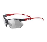 uvex Sportstyle 802 V - Lunettes de Sport pour Hommes et Femmes - à Teinte Variable - Anti-Buée - Black Red/Smoke - One Size