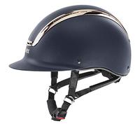 uvex Suxxeed Chrome - Casque d’équitation Solide pour Hommes et Femmes - Réglage de la Taille Individuel - Ventilation Optimale - Navy Matt-Coral - 55-56 cm